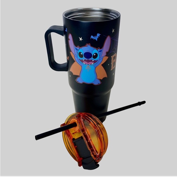 Disney Stitch Boo Halloween Stainless Steel Travel Mug w Handle Safety Lock NWT - Picture 3 of 7